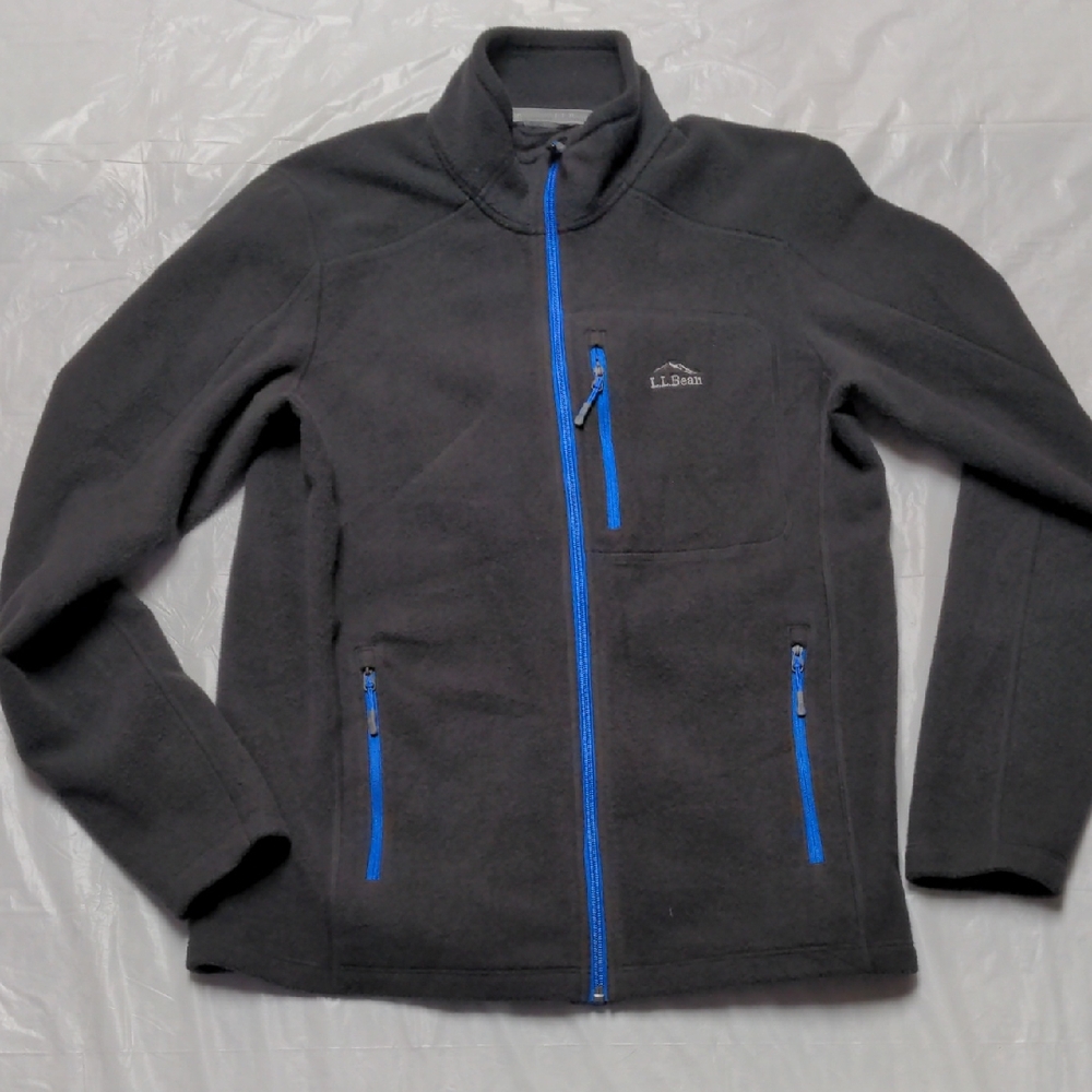 LL Bean Trail Fleece Slightly Fitted Black Fleece Zip Up Jacket Mens Sz Sm